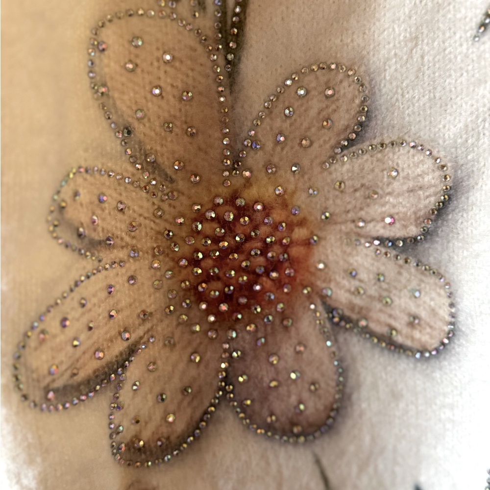 Crystal Bumble Floral and Bee Embellished Soft White Sweater - Picture 3 of 6